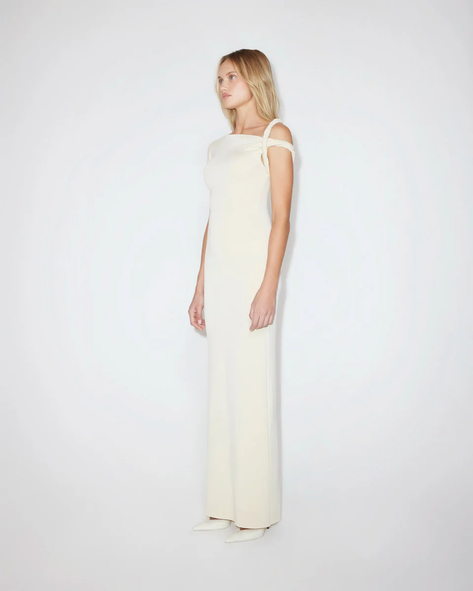 Sueded Stretch Twist Maxi Dress | Stone - Image 4