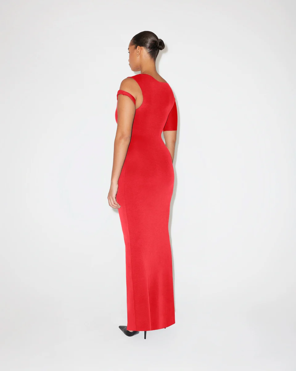 Sueded Stretch Twist Maxi Dress | Tomato - Image 5