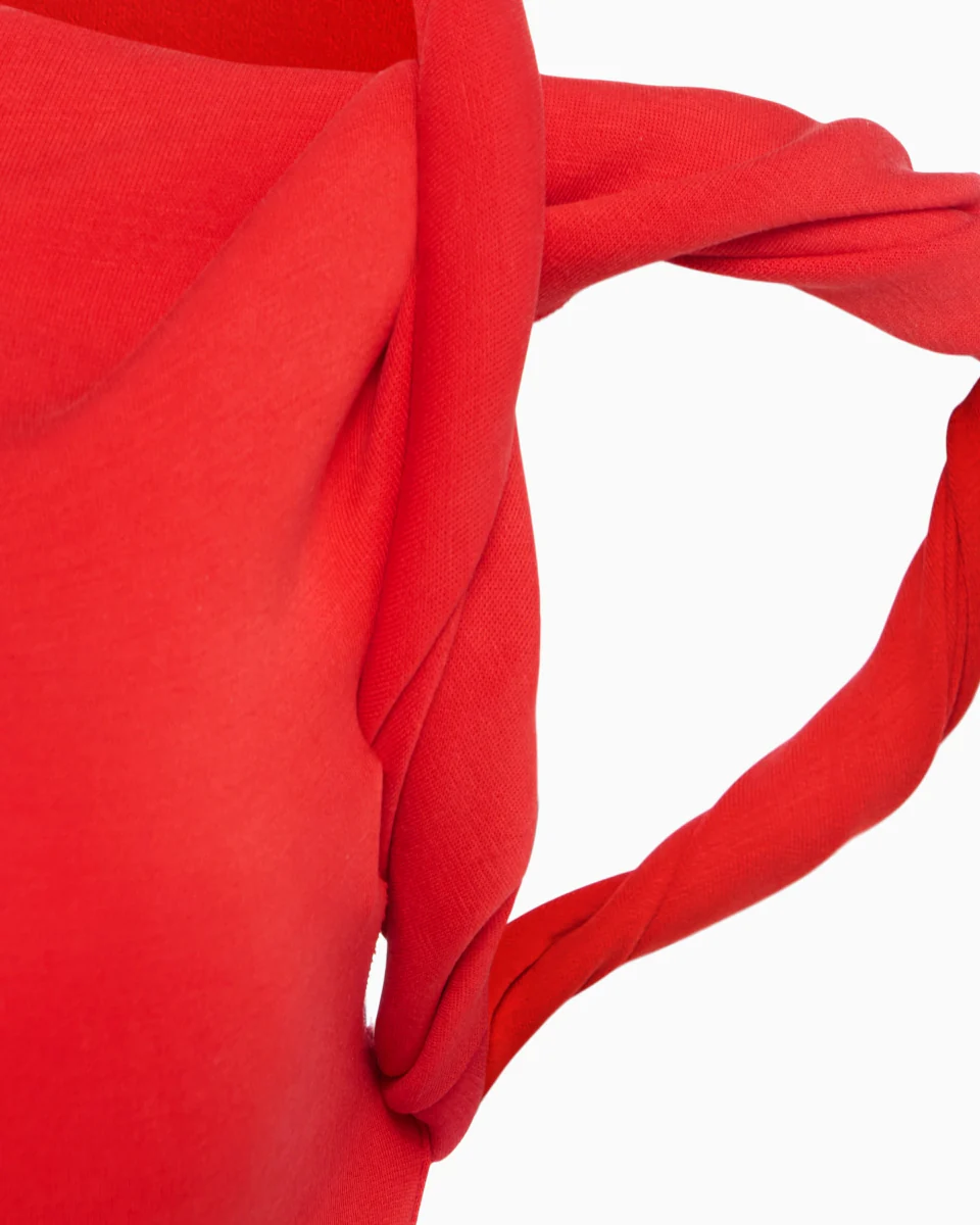 Sueded Stretch Twist Mini Dress | Tomato - Image 7