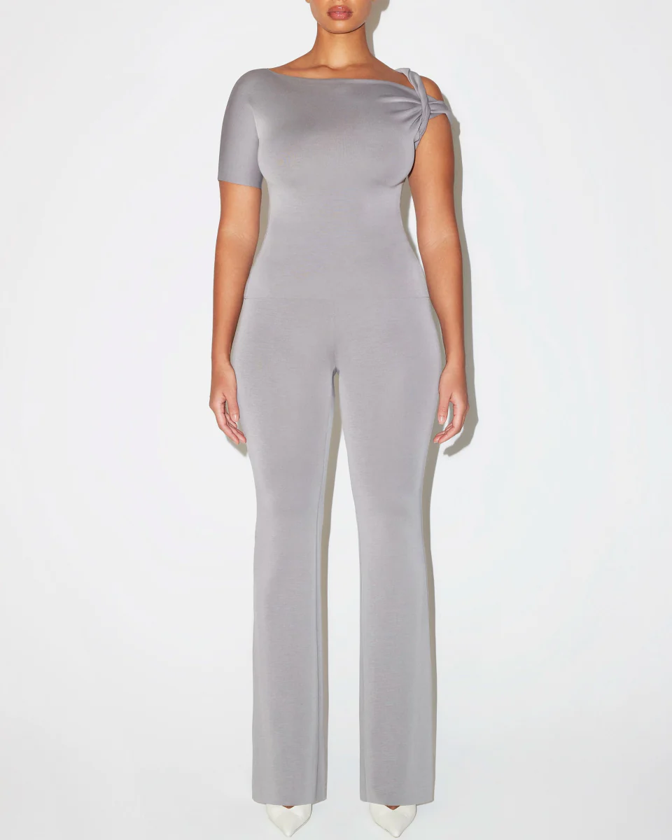 Sueded Stretch Twisted Top | Steel Grey - Image 3